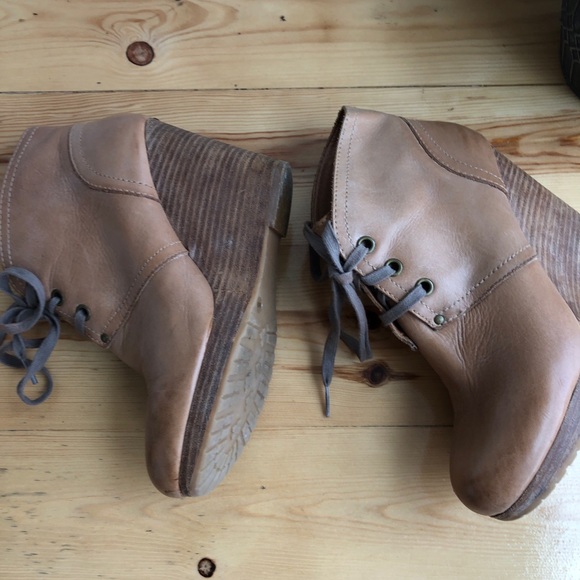 Lucky Brand Norice cognac Leather Wedge Ankle Boot - Picture 9 of 9